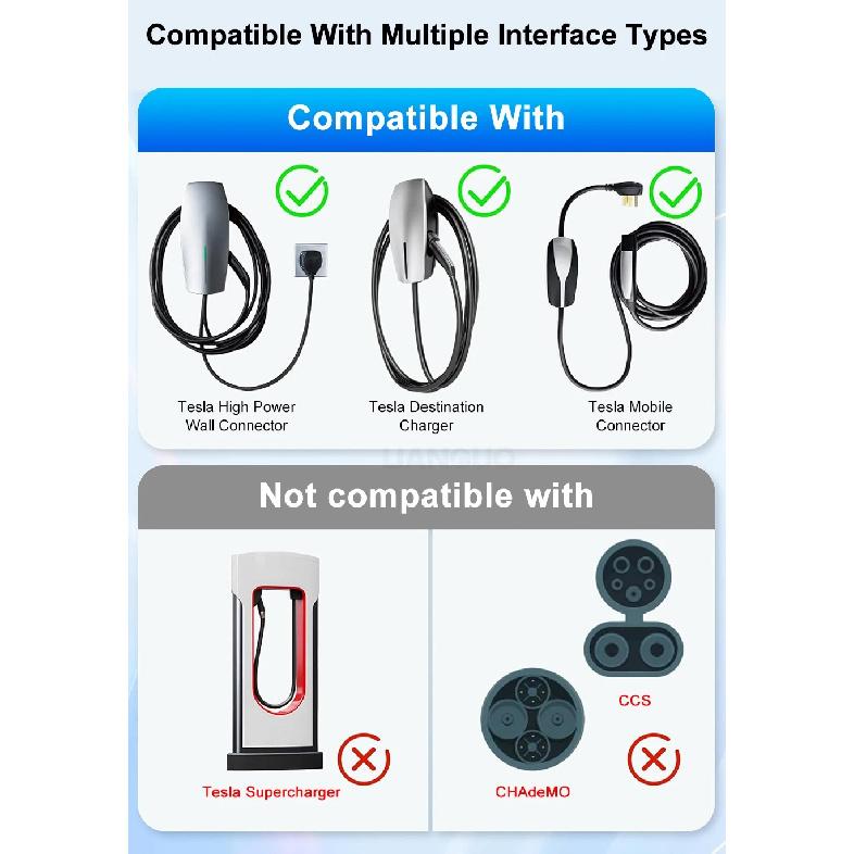 NACS to Type1 EV Charger Adapter Electric 50A Vehicle Charging Connector for TPC to Type1/J1772 Car Charger