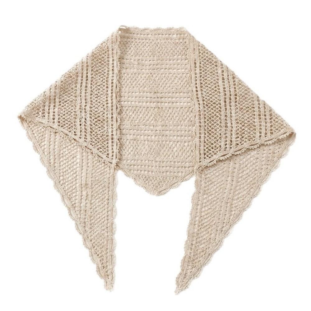 Solid Color Triangle Wrap Hollow Out Lady Shawl Flower Fashion Lace Scarf Women