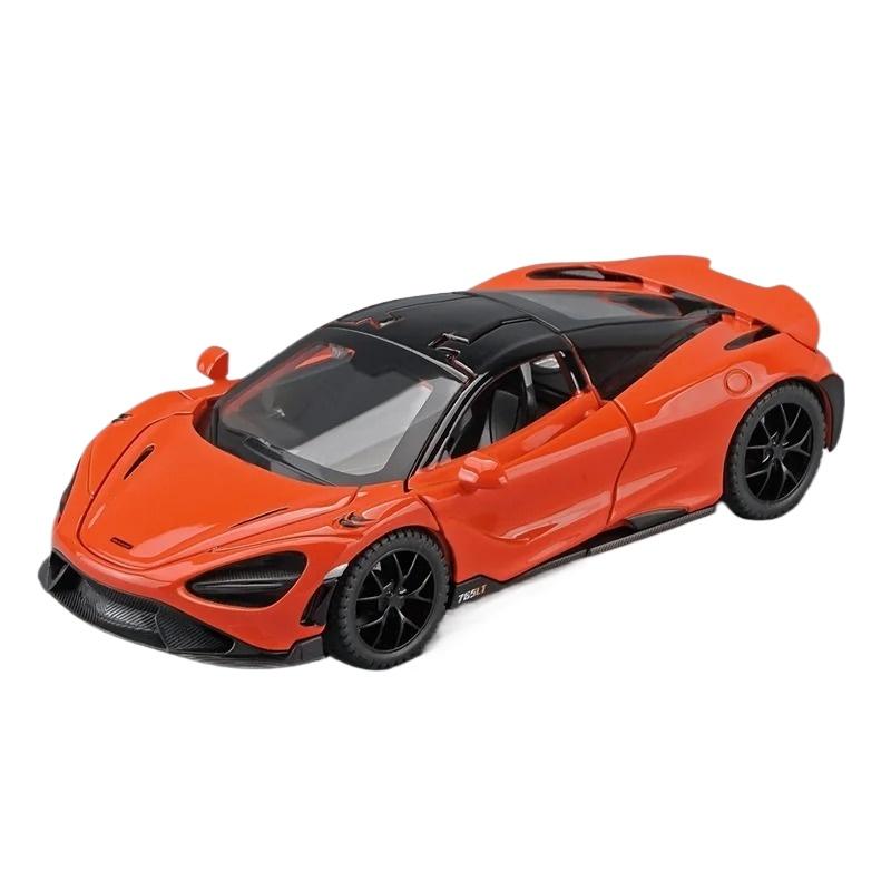 Масштаб 1/32 Mclaren 765LT Серия суперкаров Металлический литой под давлением Модель автомобиля Книжный шкаф для библиотеки Декор Подарки для друга Коллекция Хобби