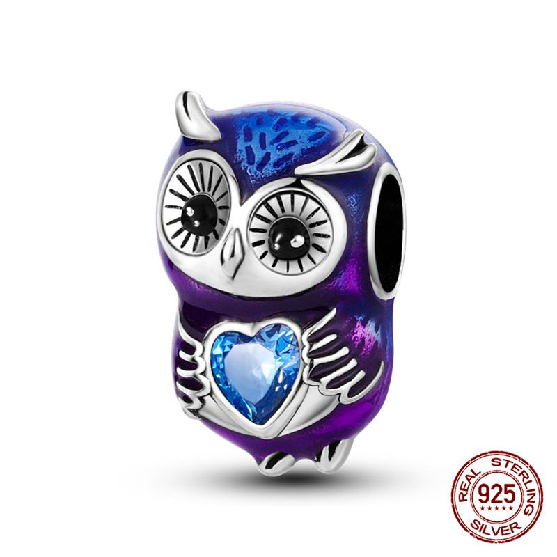 Original Owl Beads 100% 925 Silver Lucky Cat Elephant Charms Fit Original 925 Bracelet DIY Jewelry Making Women's Gift