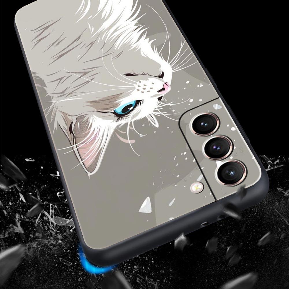 Чехол для телефона 'Повседневная жизнь милых кошек' Для Samsung Galaxy S26 Ultra S25 Plus S24 FE S23 S22 5G S21 S20 Черный Мягкий