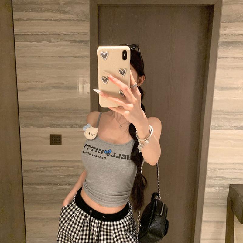 Американский ретро женский утягивающий милый топ-майка с надписью