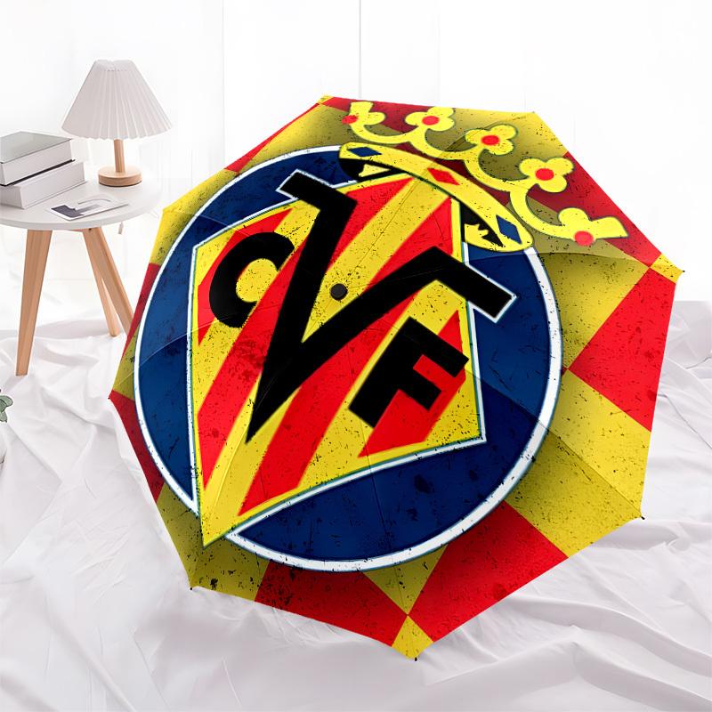 Villarreal CF, Logo Automatic Opening and Closing, 8 rib Structure Portable Umbrella, Suitable for Men and Women in All Seasons Perfect Gif