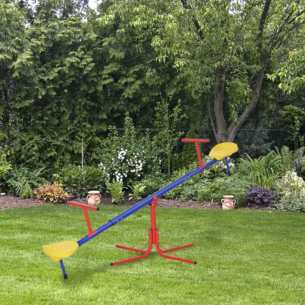 Children s Seesaw Swing For Ages 3 To 8 Rotating 360 Degree Pivot With 4 Legs And Handles 184 X 76 X 71 Cm Multicolor