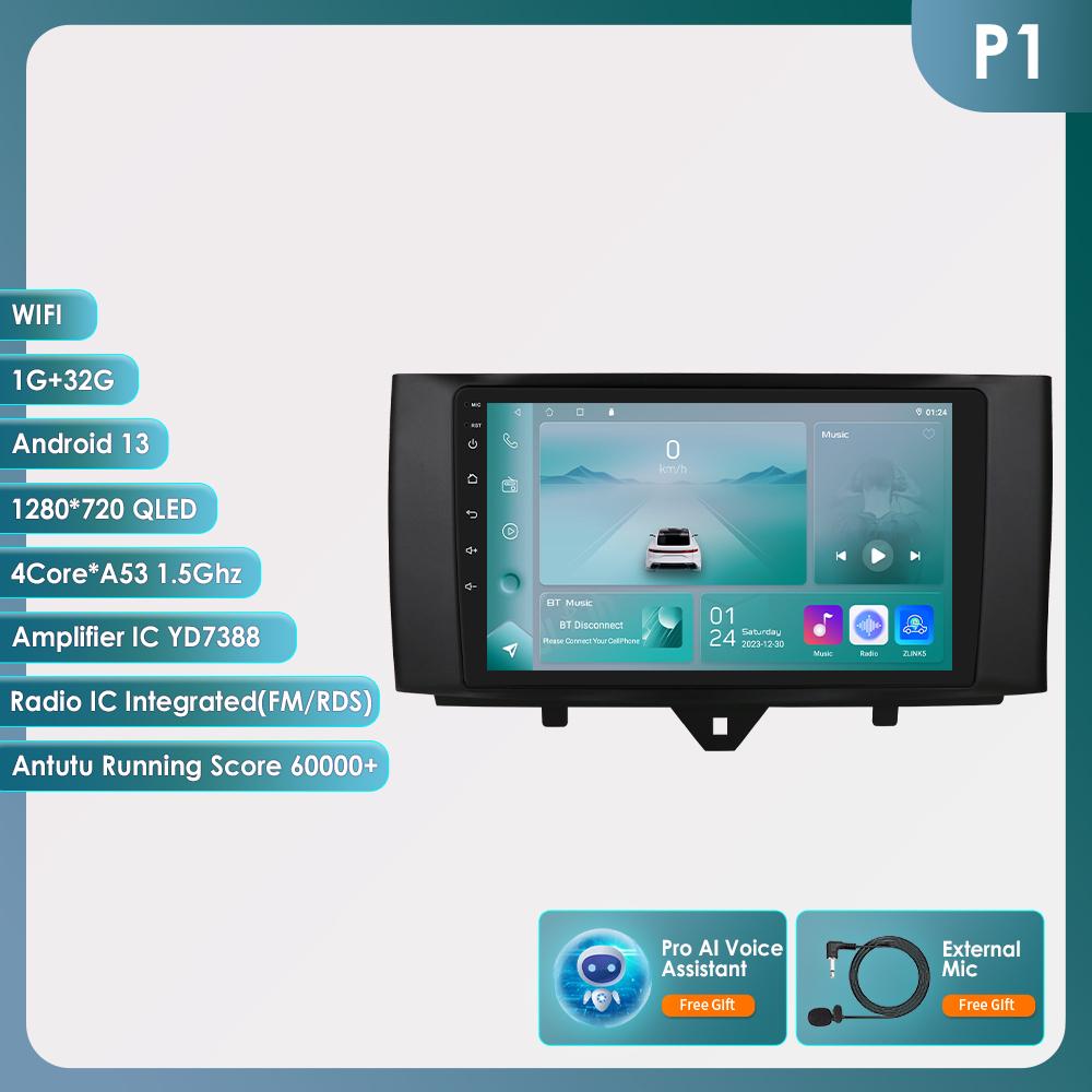 Hizpo Carplay 4G Android 13 автомобильное радио для Smart Fortwo 2011-2015 Мультимедийный видеоплеер GPS 2din Автомагнитола Интеллектуальный экран WIFI Bluetooth RDS FM