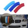 ABS 3-Color Grille Cover Strips Clip Trim For BMW F10 F11 5 Series Kidney Grill M-Sport 12 Bars Insert 2011-2013 Car Accessories