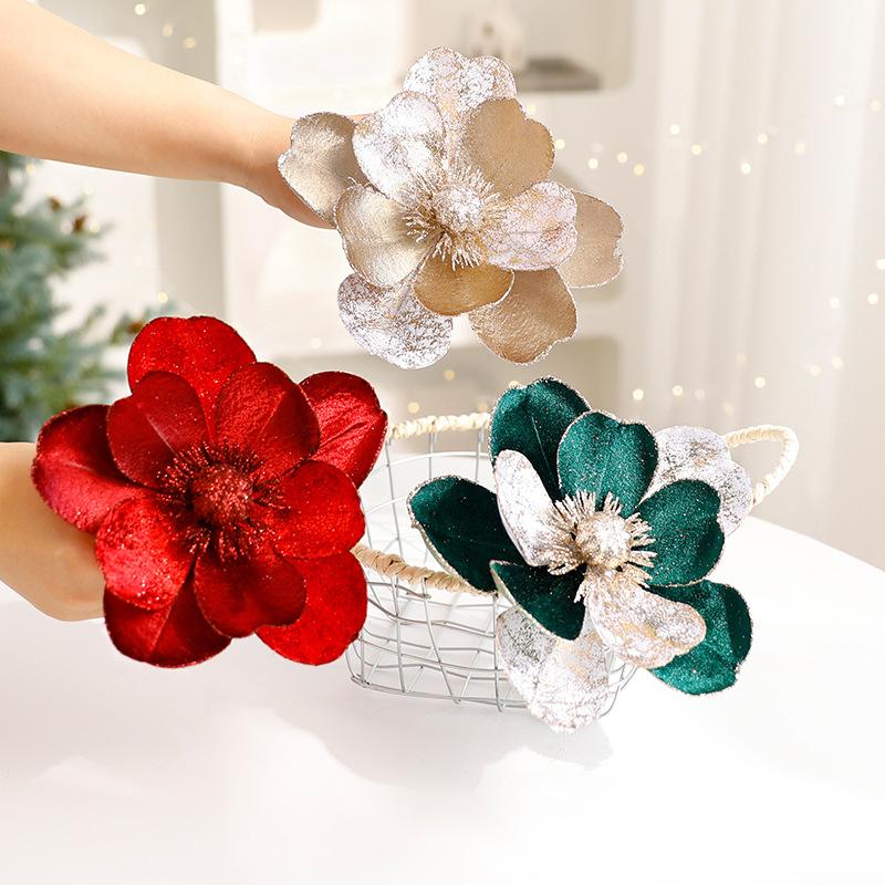 1 шт. тканевый цветок сверкающее украшение для елки рождественские цветы праздничные сверкающие матовые 22/15 см