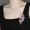 Women Elegant Bouquet Shape Brooch Shiny Rhinestones Inlaid Pin Suit Collar Shawl Scarf Badge Costume Accessories