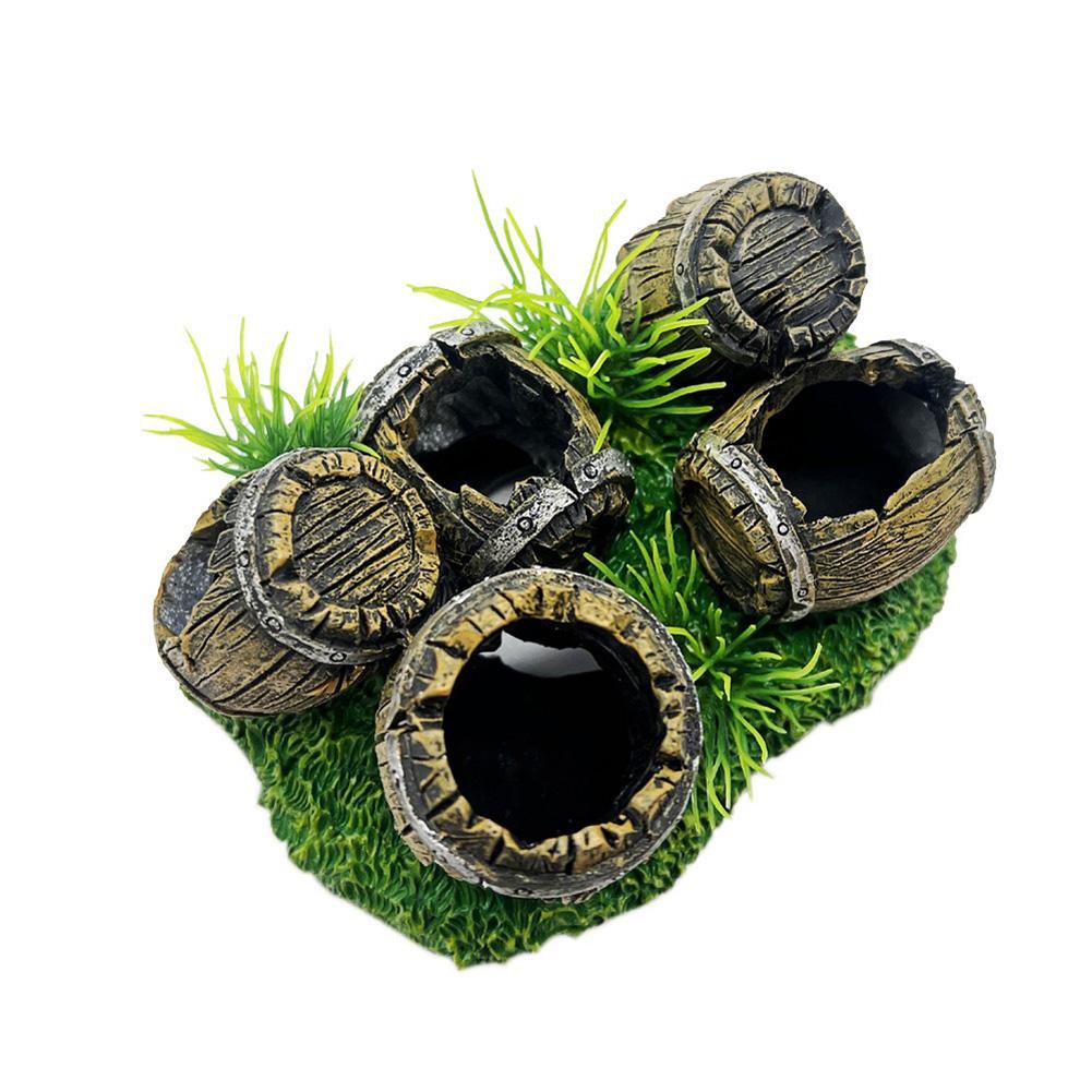 Fish Tank Ornaments, Aquarium Resin Wine Barrel Decorations, Fish Tanks Hideout Cave House Landscaping For Fish Shrimp Breeding Resting Playing