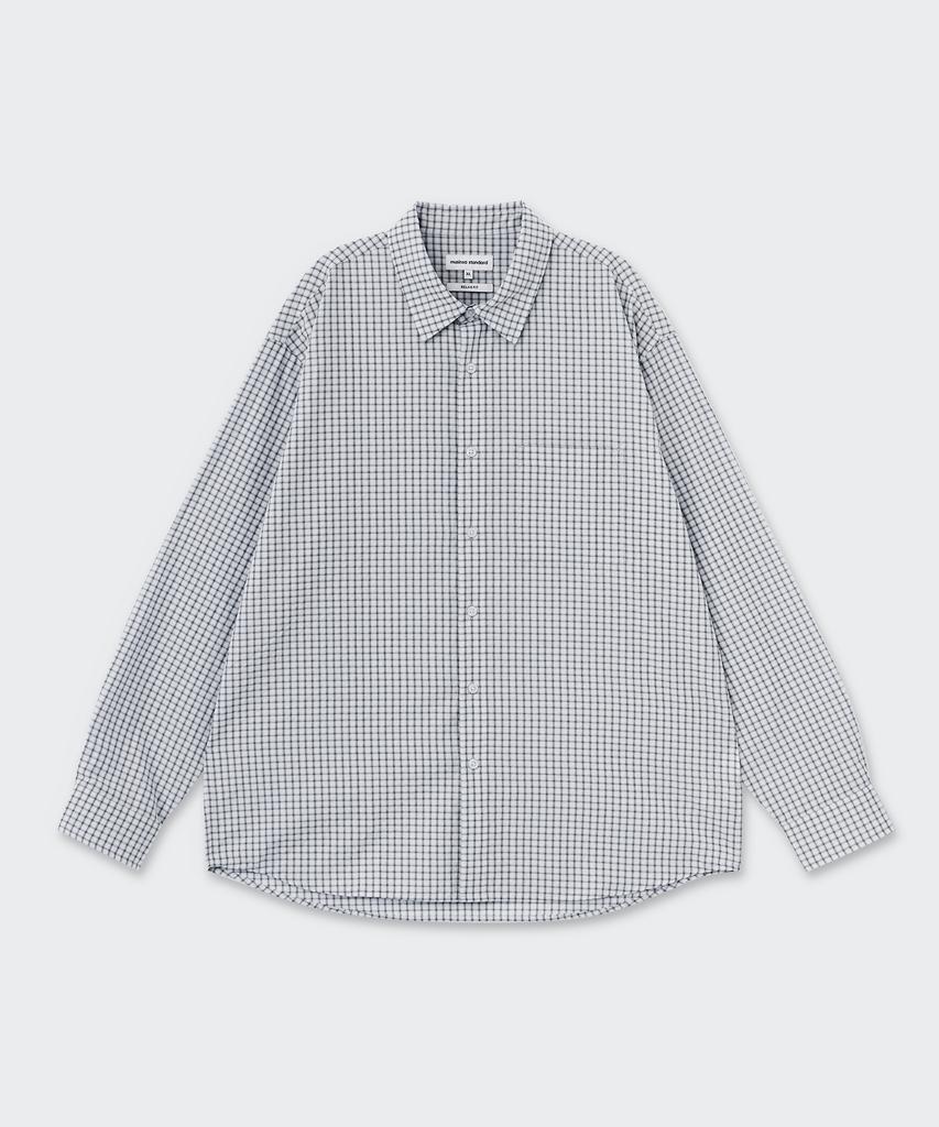 MUSINSA STANDARD Relaxed Small Plaid Check Shirt [Light Gray/Black]