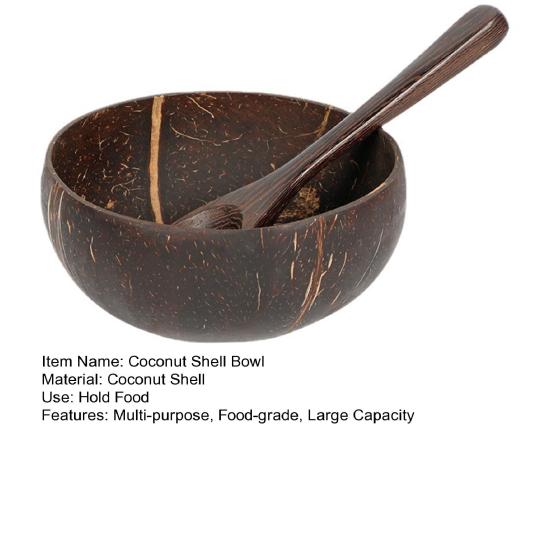 1 набор контейнеров для еды многоразового использования, современная деревянная миска из натуральной кокосовой скорлупы 12-15 см, держатель для хранения, миска из кокосовой скорлупы