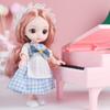 16cm Doll Blue Brown Big Eyes 13 Movable Jointed BJD Dolls Toys Mini Lovely Doll Dress Up Play House Toy For Girls Gift