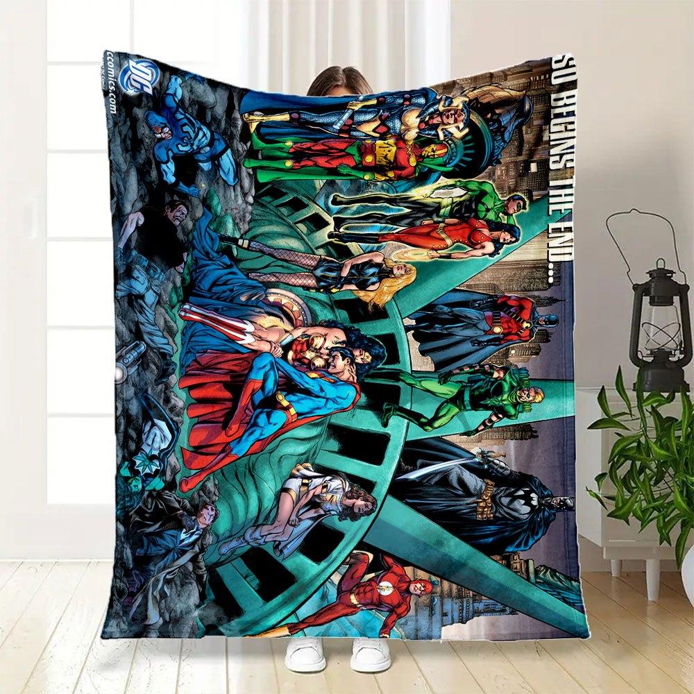 Лига Справедливости Так Начинается Конец DC Comics Обложка Книги Арт Принт Постер Плед Фланелевый Плед для Дивана, Кровати, Путешествий, Кемпинга, Офиса
