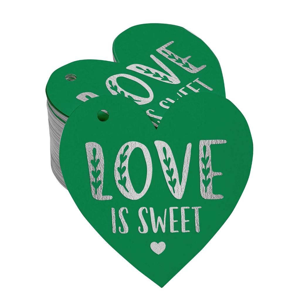 Inkdotpot 100 шт. в упаковке бирка из настоящей серебряной фольги Love Is Sweet на свадьбу