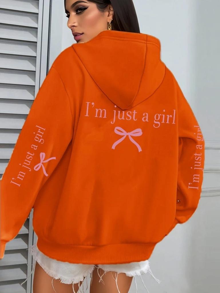 I'm just a girl pink bow hoodie casual hoodie season