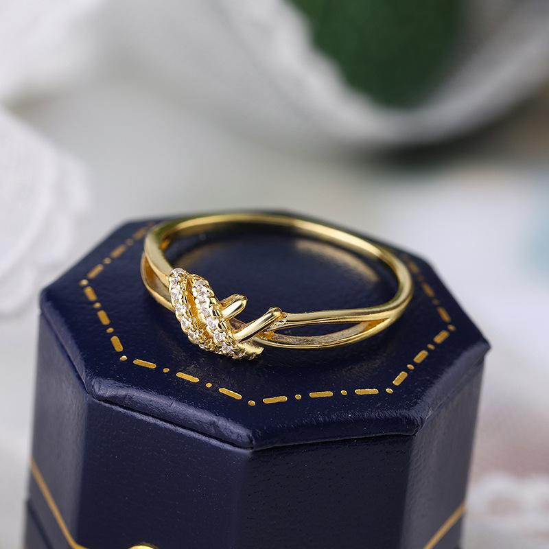 Классическое золото 18 карат, завязанное запутанное геометрическое кольцо для пары для женщин, стерлинговое серебро S925, обручальное свадебное ювелирное изделие, ювелирное изделие, обручальное ювелирное изделие