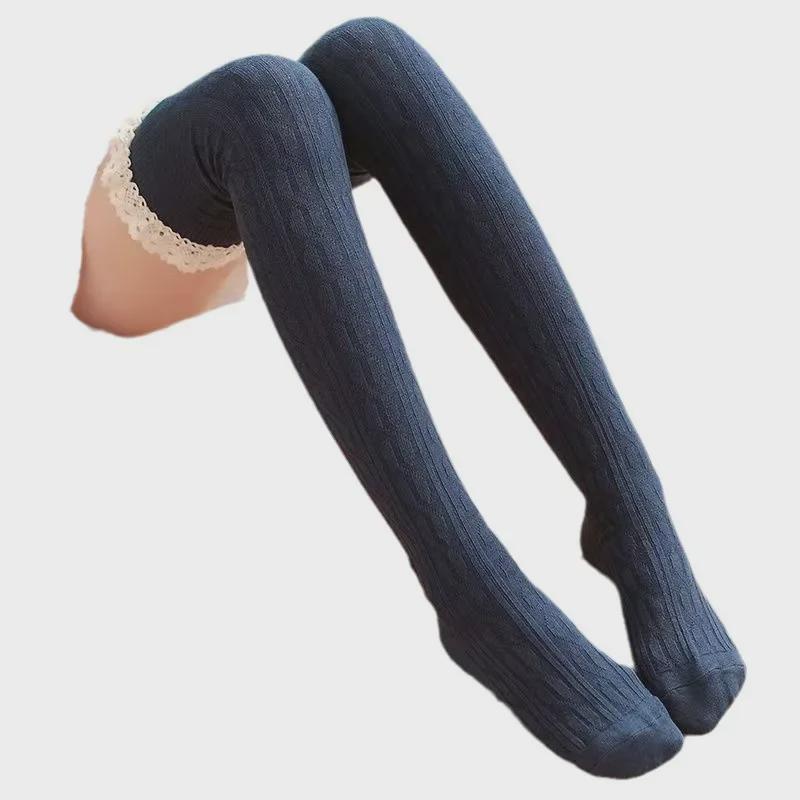 Гольфы выше колена в японском стиле с перекрученным узором «Лолита», белые и черные кружева, милые для девочек, весна и осень