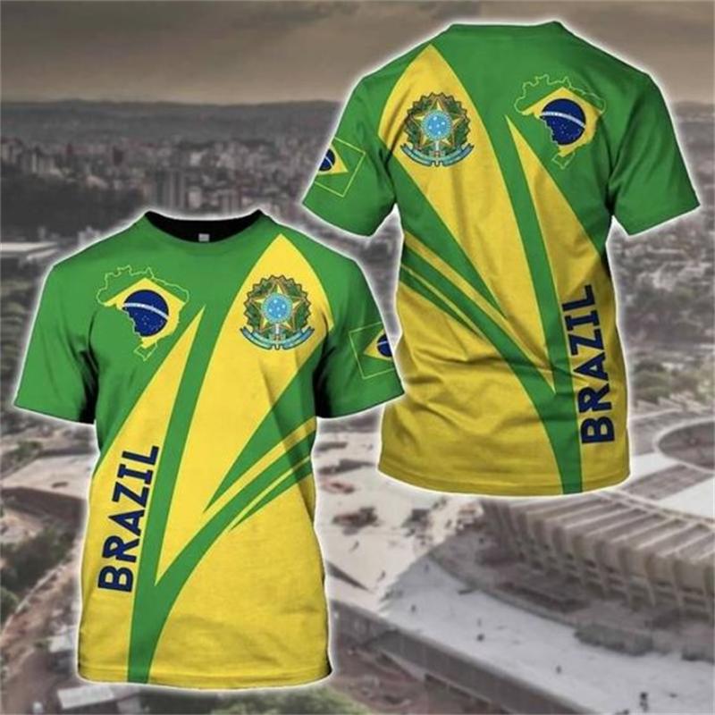 Быстросохнущие бразильские футбольные футболки мужские с принтом бразильского флага с коротким рукавом летняя спортивная одежда для фитнеса модные мужские топы