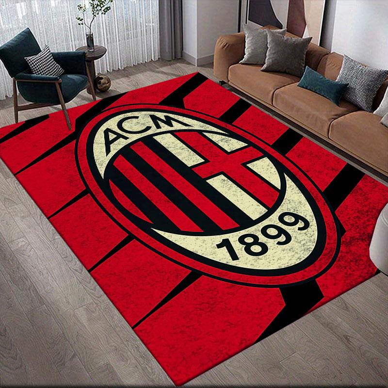 Black ACM Flannel Printed Carpet, Home Sofa Decoration for Living Room & Bedroom, Non‑Slip Play Flannel Floor Mat for Game Room