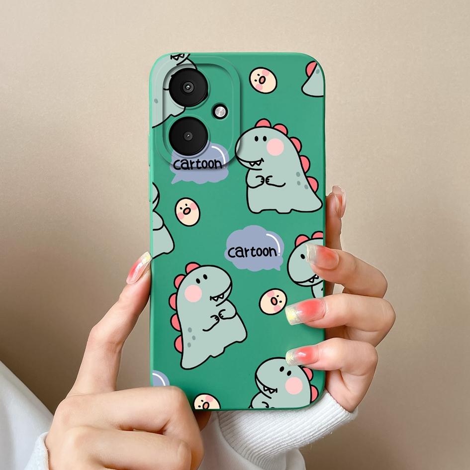 Lovely Dinosaur Cartoon Pattern Bumper For Xiaomi Poco M6 Pro 4G 5G X6 F6 F5 F 6 F 5 Phone Case Camera Protection Matte Silicone Back Cover For Xiaomi