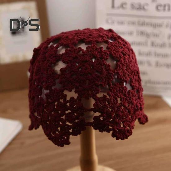 Женская вязаная шапка с ажурным узором крючком, дышащая шапка ручной работы, уличная одежда для работы на открытом воздухе