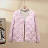 Light Down Cotton Short Jacket Women's Winter New Solid Color Rhombus Casual Interior with Warm Small Cotton Jacket Top