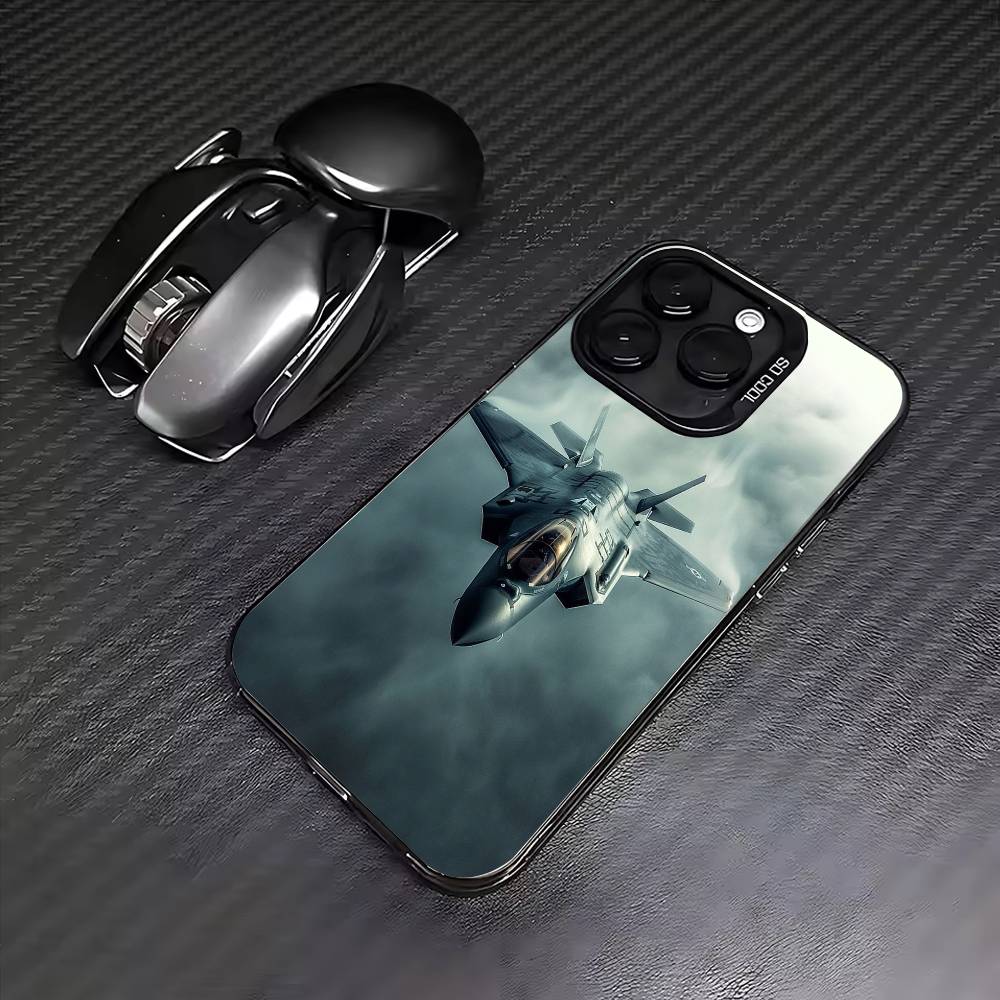 Cool fighter Phone Case For iPhone17,16,15,14,13,12,11 Plus,Pro Max Colored Silver Plated Inside Cover