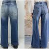 Весенние новые женские винтажные уличные прямые джинсы с широкими штанинами и карманами на пуговицах, потертые джинсы с высокой талией, повседневные джинсы 2025