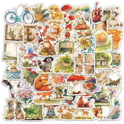 50 наклеек «Приключения в сказочном лесу»: Мультяшные животные, грибы - Водонепроницаемые чехлы для телефонов своими руками, бутылки с водой, ноутбуки