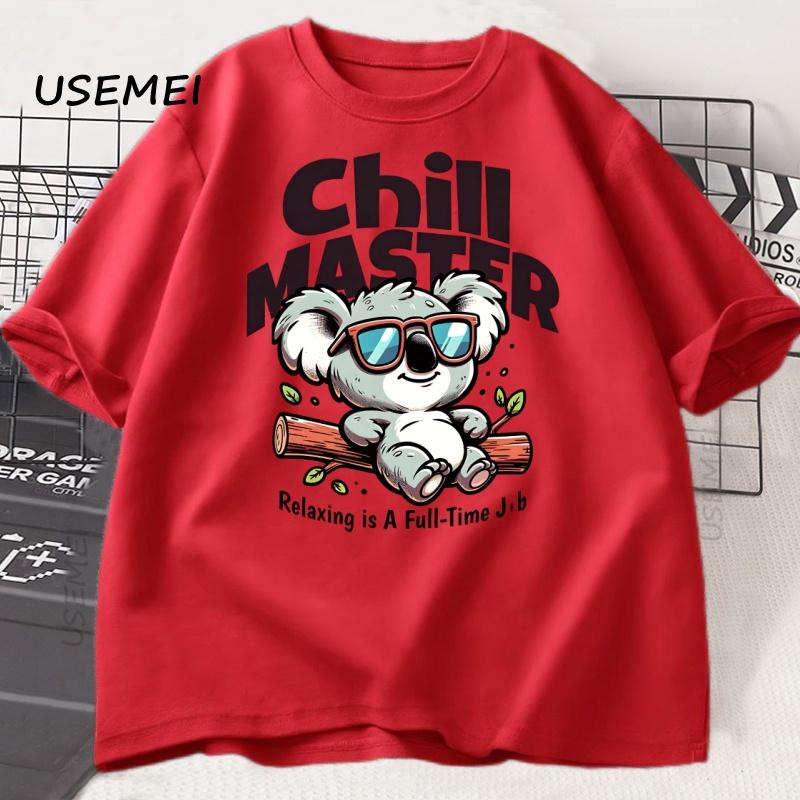 Chill Master Koala T Shirt Funny Koala Graphic Tee Animal Lover Gift Unisex Women Summer Casual Cotton Loose Tshirt Male Clothing
