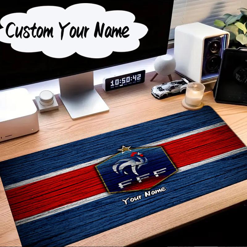 Custom Name Mouse pad France Football Emblem Mouse Pad Desk Mat, Non-Slip Rubber Backer Pad For Computer Notebook Gaming Mouse Pad Birthday Gift