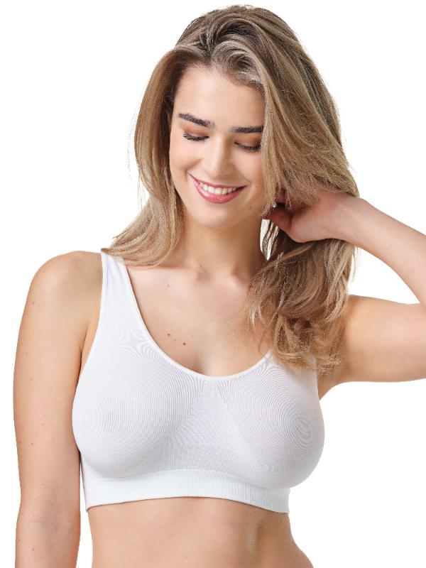 Soft Women's Bra Without Wires and with Smooth Cups in White Soft Women's Bra Without Wires and with Smooth Cups in White