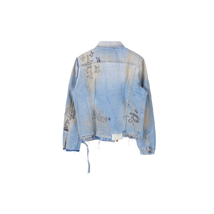 Off-White Wizard Slim Deconstructed Jacket Extreme Bleach Мужская верхняя одежда черного цвета OMYE049F193860441428