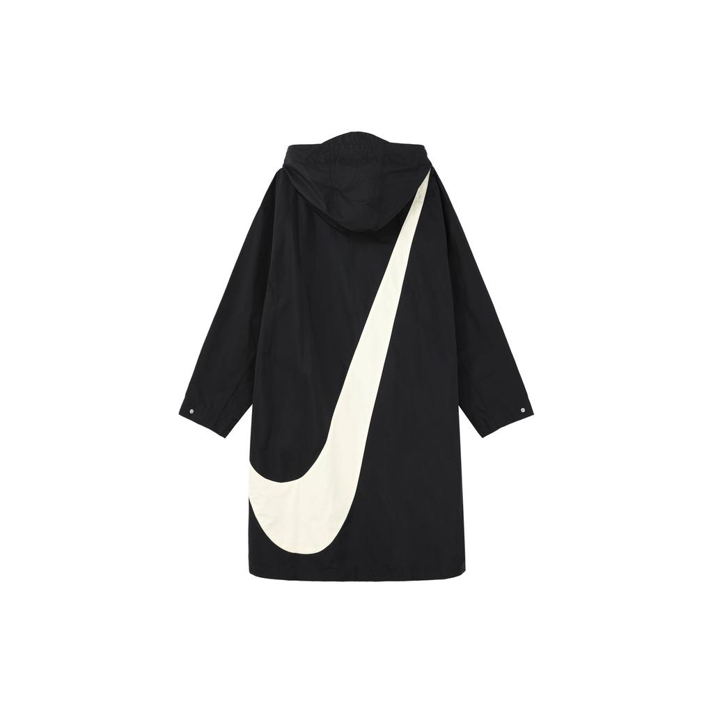 Nike Однобортная ветровка средней длины с капюшоном и логотипом, мужская верхняя одежда, цвет черный FD2870-010