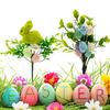 1PC Easter Colorful Table Arrangement DIY Bunny & Eggs Creative Moss Bunny Floral Stems Artificial Flower Bouquet