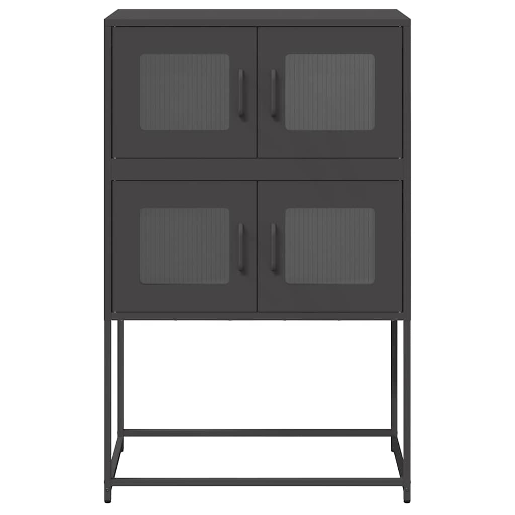 Komoda Wysoka Czarna 68X39X107 Cm Stalowa