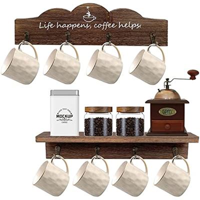 2 шт./компл., держатель для кофейной чашки, кухонный настенный декор, держатель для кофейной кружки с 8 прочными крючками, подставка для кружки для кухонных украшений