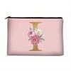 Flower  Letter Print Zipper Storage Bag  Lightweight Versatile Pouch Trendy Clutch Bag
