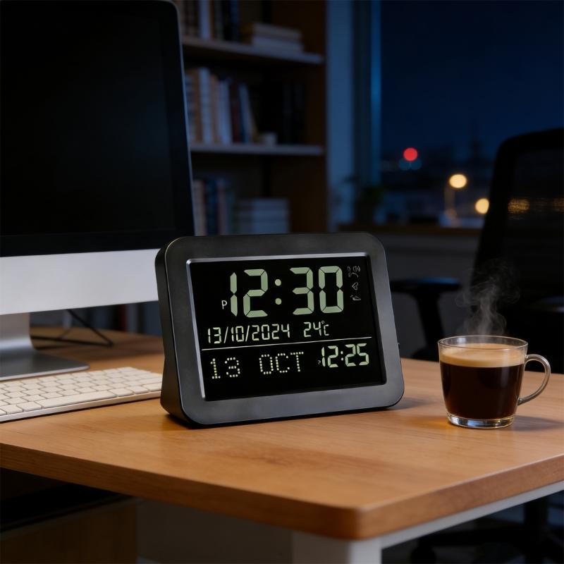 Квадратные цифровые LCD часы Датчики температуры Простое управление Часы Азан Для дома Офиса Настольное украшение Использование