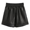 DIMANAF 2024 Plus Size Autumn Winter Shorts Women Solid New PU Leather Casual Loose Wide Leg Pants Short Pants