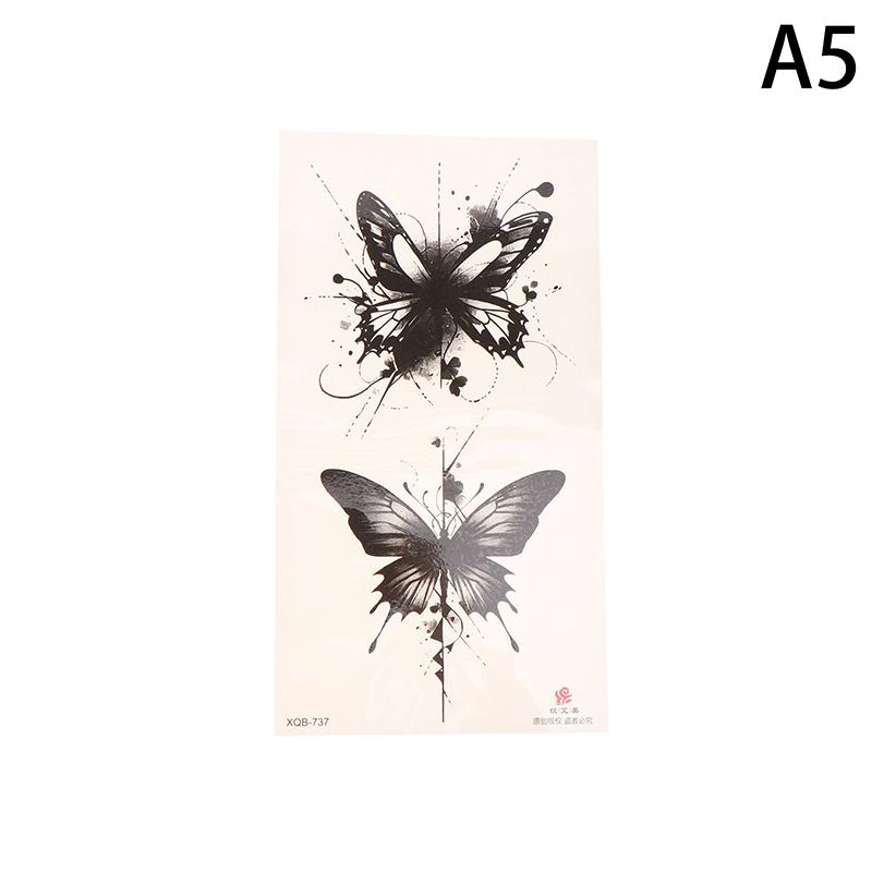 Черный цветок водонепроницаемый временный тату-стикер красота бабочка роза для женщин 3D флэш боди-арт руки моющиеся поддельные татуировки