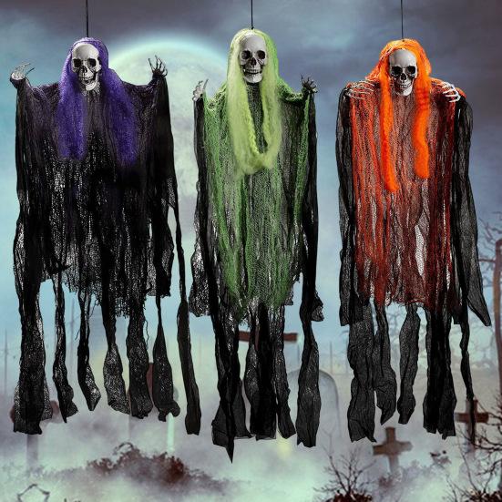 Подвесное украшение для Хэллоуина с призраком, страшный реалистичный декор в виде скелета, жуткая атмосфера, макет, реквизит для дома с привидениями