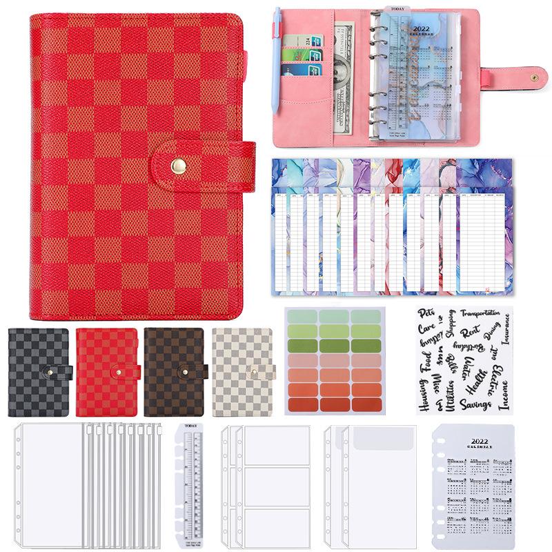 A6 Checkered Budget Planner Folder Binder Envelopes As Money Binder Organizer for Budgeting Hot New Release