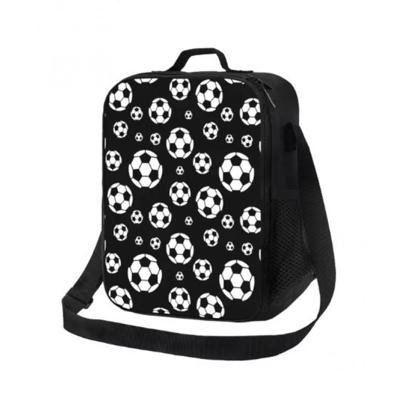 Kids Lunch Bag With Football Basketball Print - Lightweight School Backpack Elementary Students Nylon Insulated Lunchbox Tote