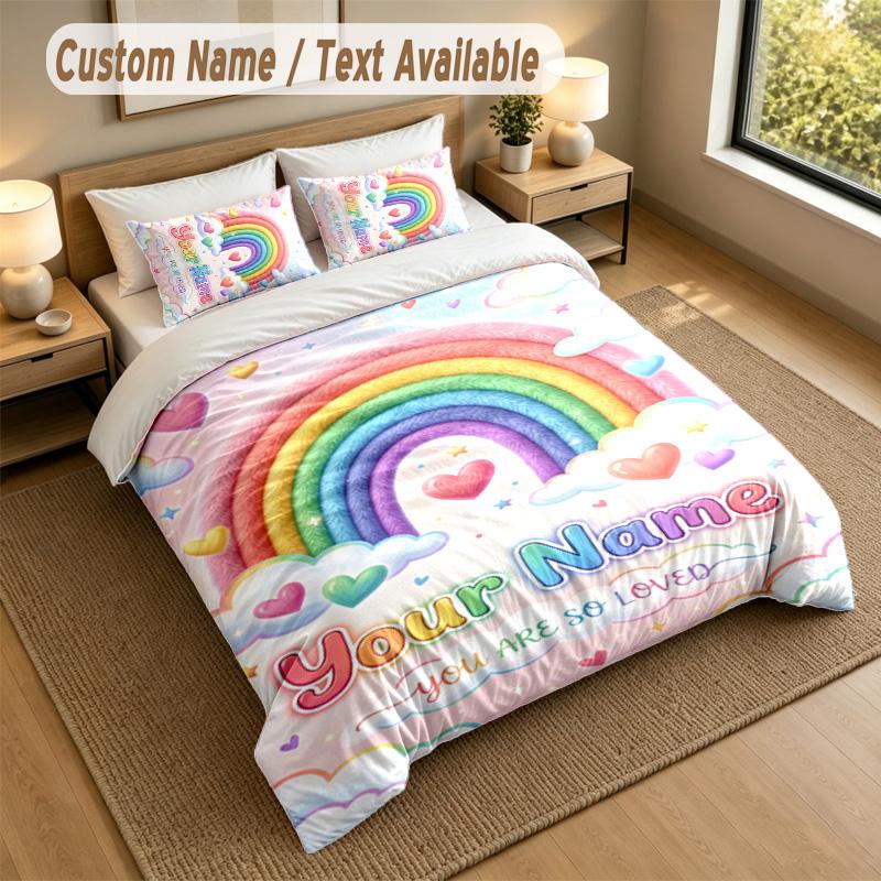 Fantasy Magic Theme Personalized 3Pcs Bedding Set Custom Text & Name 1 Sheet 2 Pillowcases Household Bedding 1pc