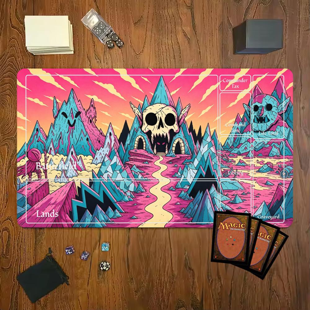 Pink Cartoon Skull Cave Mountain Mouse Pad Playmat Mtg Tcg Office Desk Mat For Work Game Pc Laptop Rug Carpet Mousepad