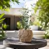Indoor Outdoor Planter Cement Flower Pot, Boho Plant Pot with Drainage Hole, Handcrafted Decorative Rope Texture for Plants, Porch Garden Decor Hole
