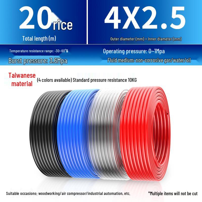 High-Pressure PU 8mm Pneumatic Air Compressor Hose, Transparent, Available in 10/6.5mm and 4/6/12/14/16mm Sizes