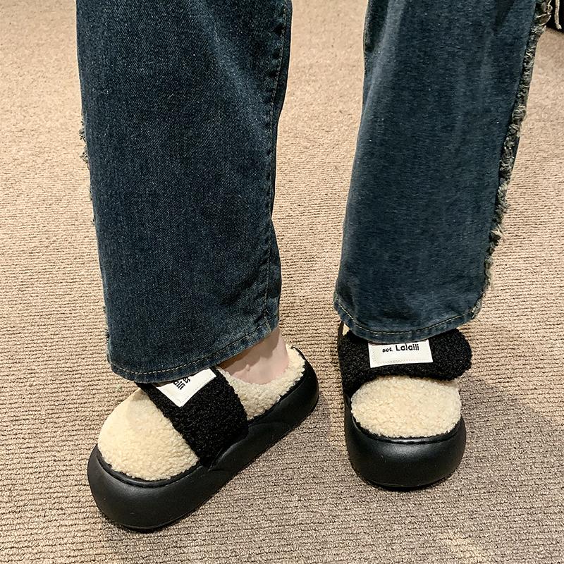 Мода 2024 Новые осенне-зимние женские повседневные и удобные однотонные плюшевые хлопковые тапочки