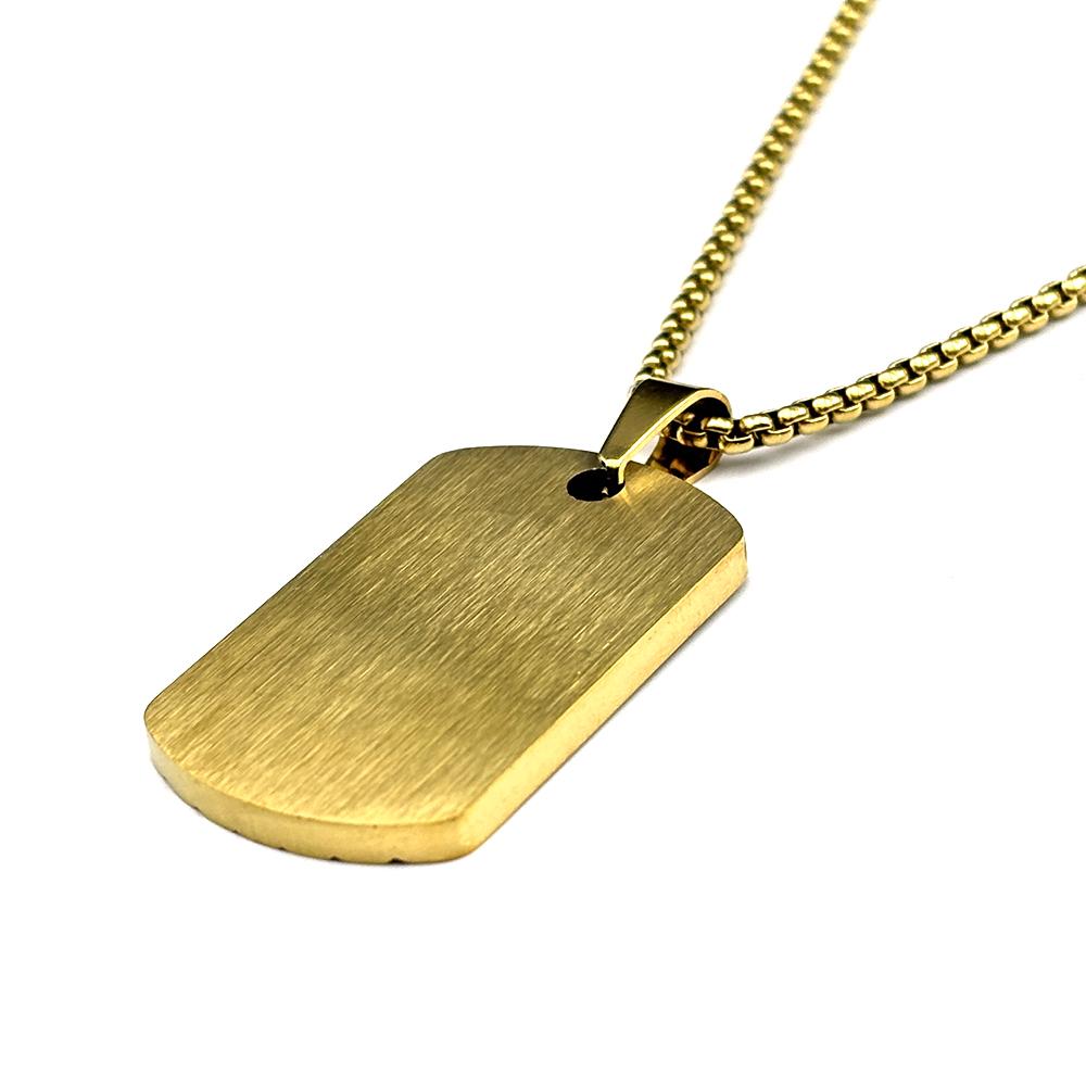 Hip Hop Stainless Steel Two-Tone Geometric Vertical Textured Dog Tag Pendant Necklace for Women Men Minimal Chain Jewelry Gift
